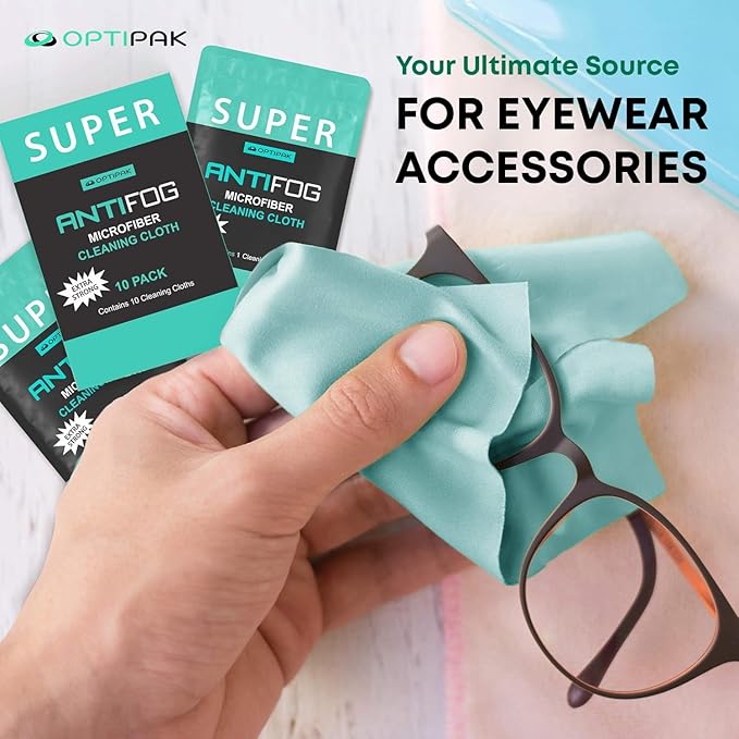 Anti Fog Microfiber Cleaning Cloth for Glasses — Individually Wrapped Microfiber Lens Cleaning Cloth for Eyeglasses, Lenses, Binoculars, Face Shields, Ski Masks or Swim Goggles (1 Count)