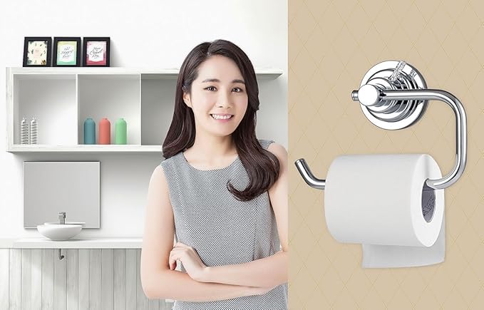 BOPai Modern Vacuum Suction Cup Toilet Paper Holder,Removable Bracket for Bathroom Kitchen.Chrome