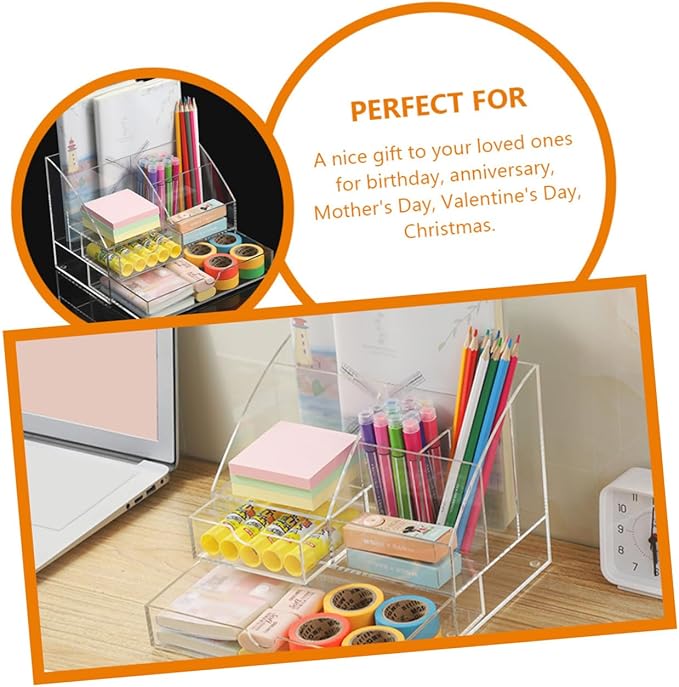 Stationery Desk Organizer Small Object Organizer Acrylic Desk Supplies Storage Box Drawer
