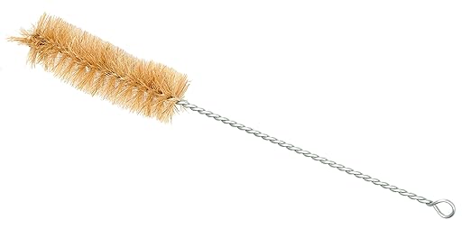 EISCO 12PK Bristle Cleaning Brushes with Fan-Shaped Ends, 9.25" - Twisted Stainless Steel Wire Handle - Ideal for 0.3" - 0.5" Tubes, Bottles, Cylinders, Flasks, Straws
