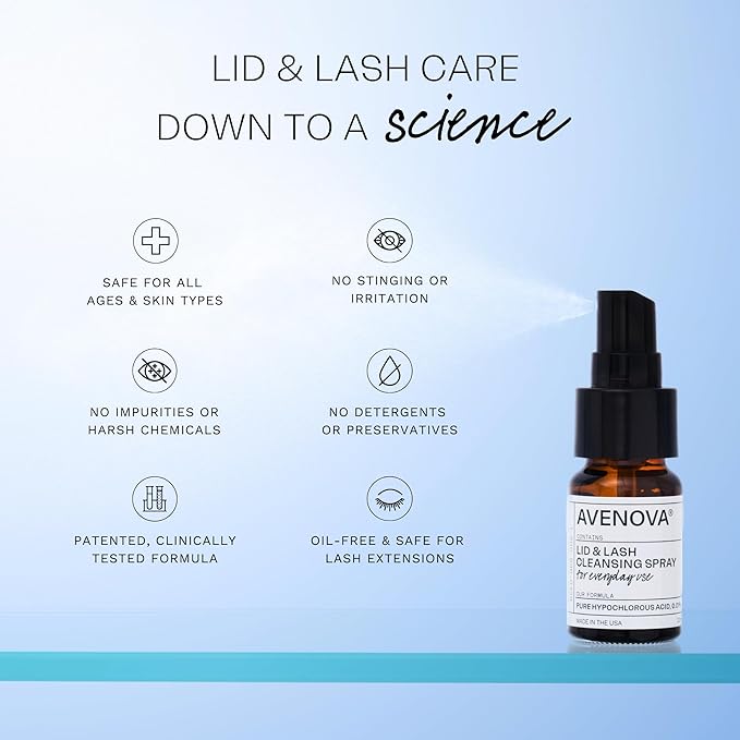 Eyelid & Eyelash Cleanser Spray 20ml Bottle 3-Pack + Moist Heating Eye Compress Mask Bundle – Pure Hypochlorous Acid & Reusable Mask