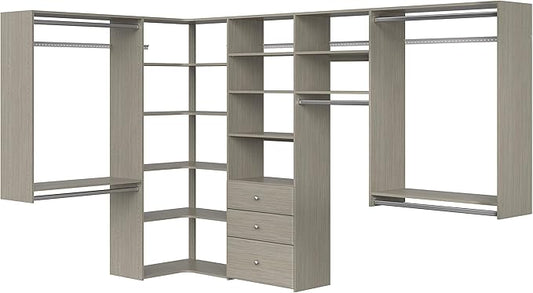Easy Track PH43-CG Ultimate Corner Wood Kit Closet Organizer in Weathered Grey with Chrome Hardware