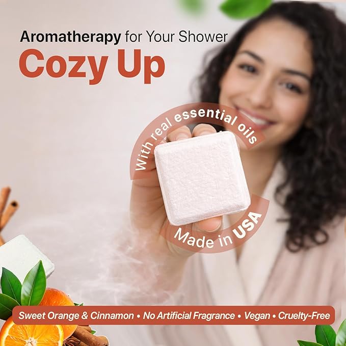 Shower Steamers Aromatherapy - USA Made with Natural Ingredients, Relaxation Gifts for Women & Men, Self Care Spa Day Essentials, Large Shower Tablets with Orange & Fir Essential Oil