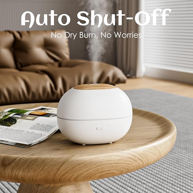 100ml Mini Essential Oil Diffuser, Portable Aromatherapy Diffuser with Warm Light, One-Button Control, Auto Shut-Off, Quiet Ultrasonic Mist for Home, Travel, Yoga, Meditation (White)