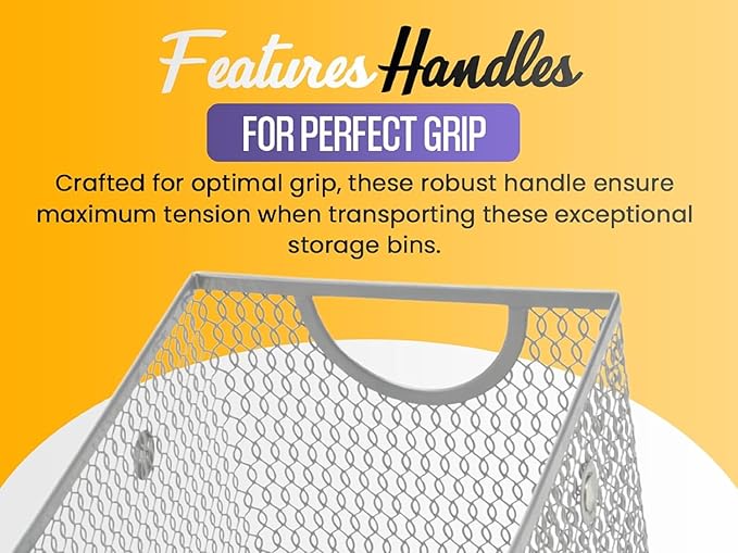 YBM HOME Kitchen Pantry Organizer Wire Baskets for Shelves, Cabinets, Pantry, Countertop, Mesh Open Storage Bin Metal Basket for Organizing Food Supplies, 6 Pack, 13.3x8.5x6.5