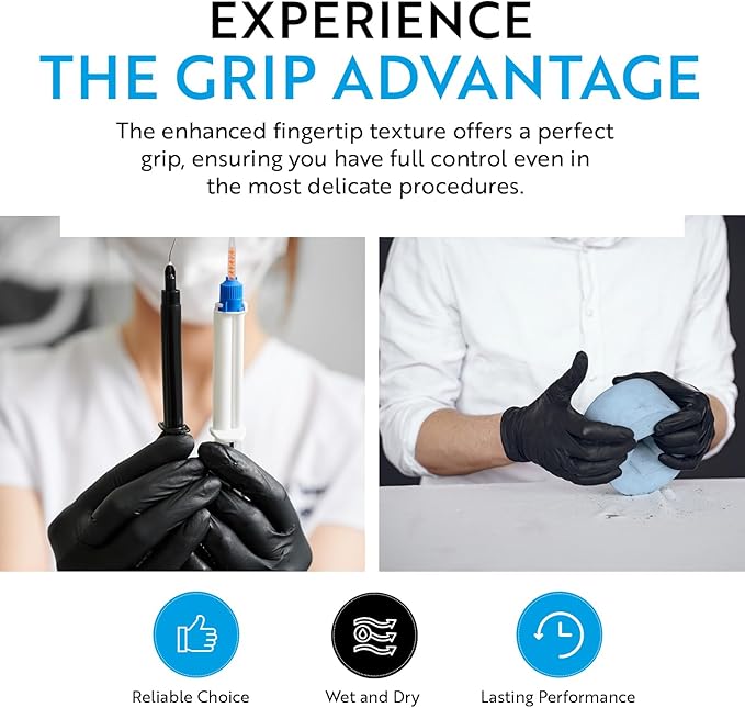 Disposable Nitrile Industrial Gloves: 5 Mil, Latex & Powder-Free, Textured, Food-Safe, Black