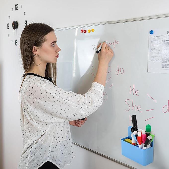 6 Pcs Magnetic Dry Erase Marker Holder for Whiteboard, Magnet Pencil Storage Organizer for Office Refrigerator Locker Classroom Organization Metal Cabinets