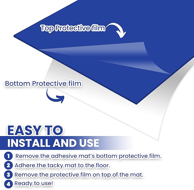 CALPALMY 150 Sheets 24" x 36" Adhesive Mats - Sticky Mat for Laboratories, Homes, Construction Sites, and More - Remove Dust and Dirt from Shoes and Equipment Wheels -Blue