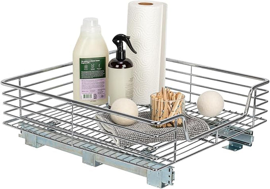 Home Decorators Collection Extra deep Sliding Organizer, 6" Hx20 Wx21 D, Chrome