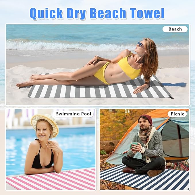 2 in 1 Microfiber Beach Towel, Quick Dry Towel Camping Towel Travel Towel Super Absorbent Compact Lightweight Sports Gym Towels Set for Beach, Gym, Hiking, Pool, Backpacking, Bath, Yoga