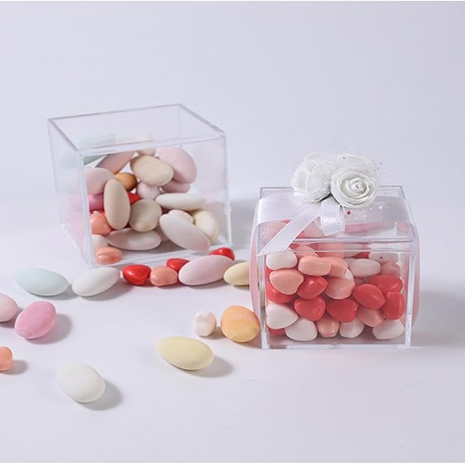 KissYou Small Clear Box Acrylic Boxes with Lid Acrylic Square Cube for Display Jewelry Storage Contanier Party Decorative Box