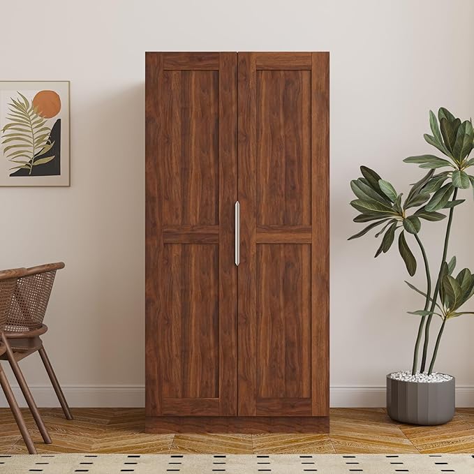 KEIKI 63" Tall Kitchen Pantry Storage Cabinet with Door-Side Rack & Shelves, Freestanding Wood Hutch Food Pantries Cupboard for Coffee Bar, Dining Room