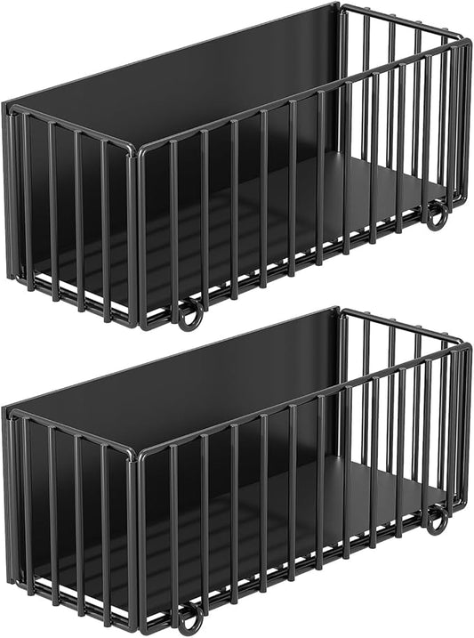 2 Pack Heavy-Duty Magnetic Basket for Fridge, 10lbs Capacity, Foldable Organizer Basket with 4.3" Enhanced Height for Large Bottles or Heavy Items, Spices, Kitchen(2 Pack)