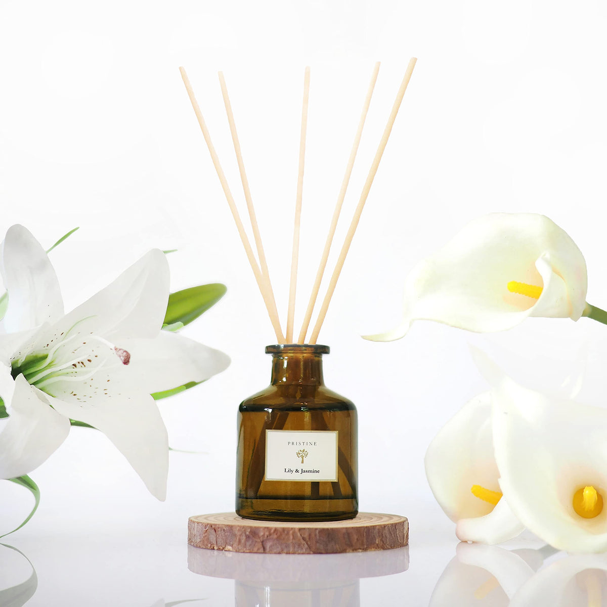 PRISTINE Lily & Jasmine Reed Diffusers for Home & Bathroom | Refreshing Lily of Valley & Jasmine Room Fragrance Reed Diffuser, Oil & Room Diffusers with Reeds Stick Set | Home Frag