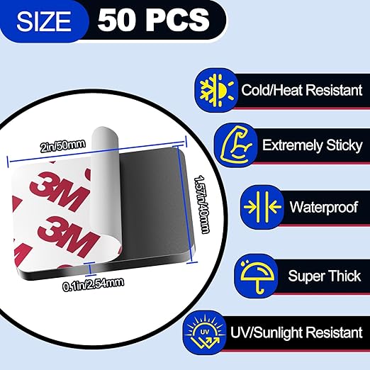 0.12" Thick Strong Double Sided Adhesive Pads Made of 3M, 1.57 x 2 Heavy Duty Sticky Mounting Foam Tape, Heat & Weather Resistant for Car & Home Décor 60 Pcs
