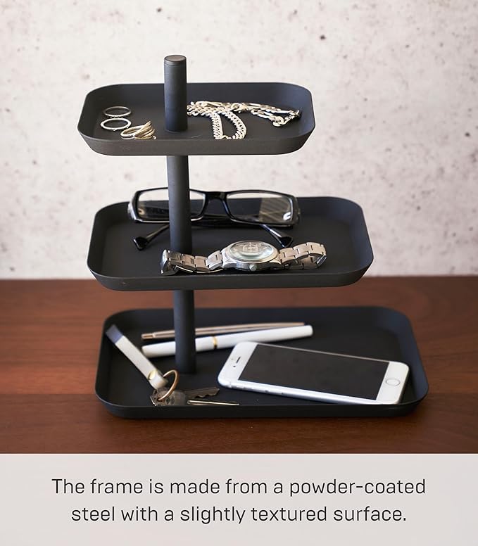 YAMAZAKI Home Tower 3-Tier Accessory Tray - Jewelry Holder & Storage Organizer - Steel