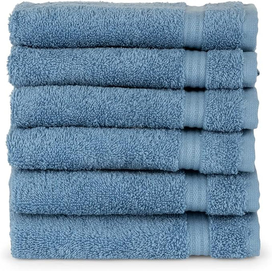 TowelSelections Soft and Absorbent Towels Cotton for Bathroom Hotel Shower Spa Gym, 4 Washcloths Allure Blue