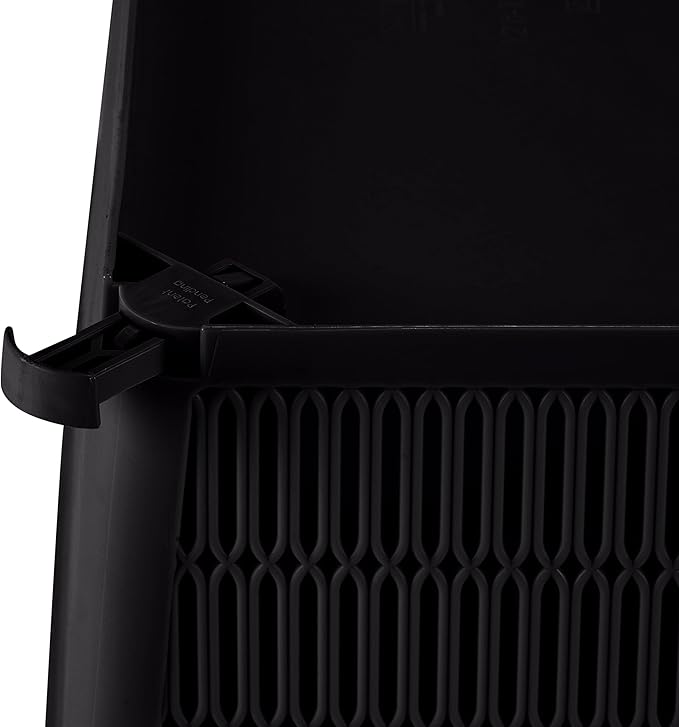Simplify 4Pk Small Slide 2 Stack It Tote Basket | Storage & Organization | Open Bins with Stackable Capability | Bathroom | Crafts | Pantry | Playroom | Office | Black (KIT-25934-BLACK-4PK)