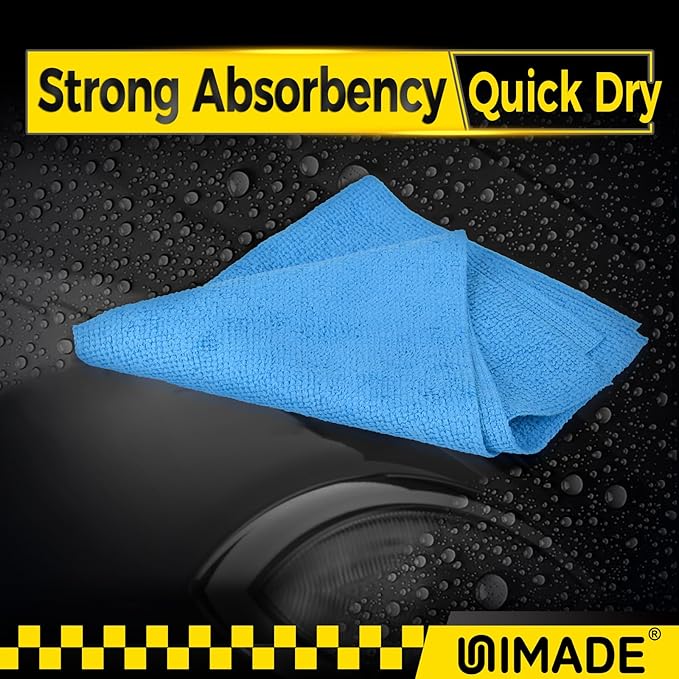 Microfiber Cleaning Cloth, 24 Pack Reusable Microfiber Towels for Cars Lint Free Cleaning Shop Towel Rags for Home Kitchen Automotive Bar Mechanic Restaurant Garage, 11"x 12", Blue