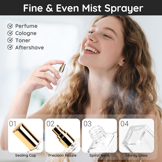 Segbeauty 20pcs 0.68oz Perfume Spray Bottle Refillable, Travel Perfume Atomizer Glass Spray Bottles, 20ml Bulk Mini Travel Cologne Sprayer Empty with Refill Kit, Portable Fine Mist Atomizer Sprayer