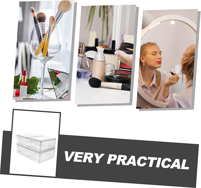 Vaguelly 2pcs Acrylic Makeup Organizer with Drawer Detachable Desktop Storage Box for Cosmetics Elegant Design for Home to Clean for Bathroom and Vanity Use