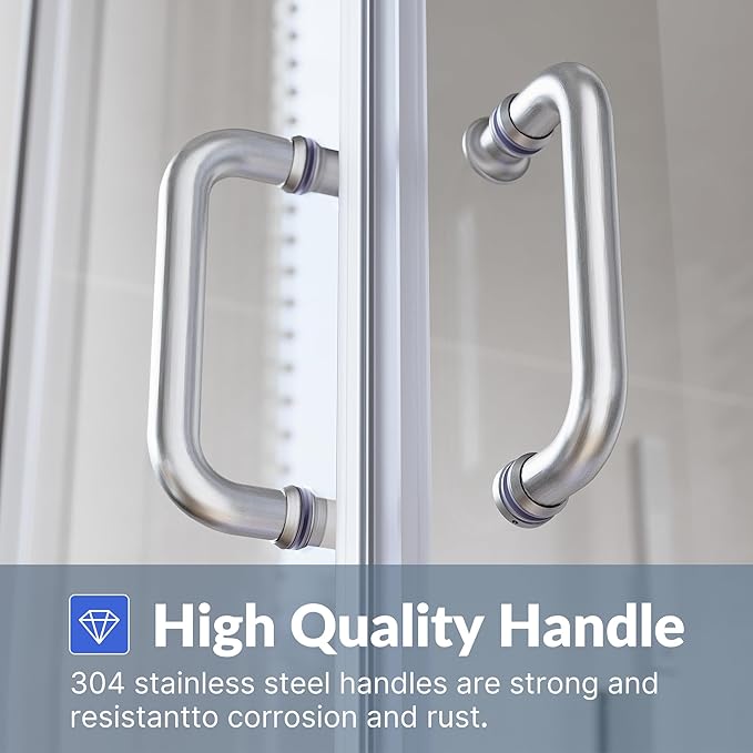 SUNNY SHOWER Corner Shower Enclosure - 1/4 in. Clear Glass Sliding Shower Doors, Framed Shower Enclosure - 36 in. X 36 in. X 72 in., Brushed Nickel Finish - Base Not Included