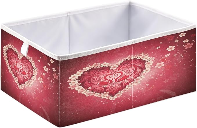 Bolaz Romantic Valentines Day Flowers Closet Organizers Storage Cubes Storage Bins Shelf Baskets Containers for Home Room Office,Rectangle