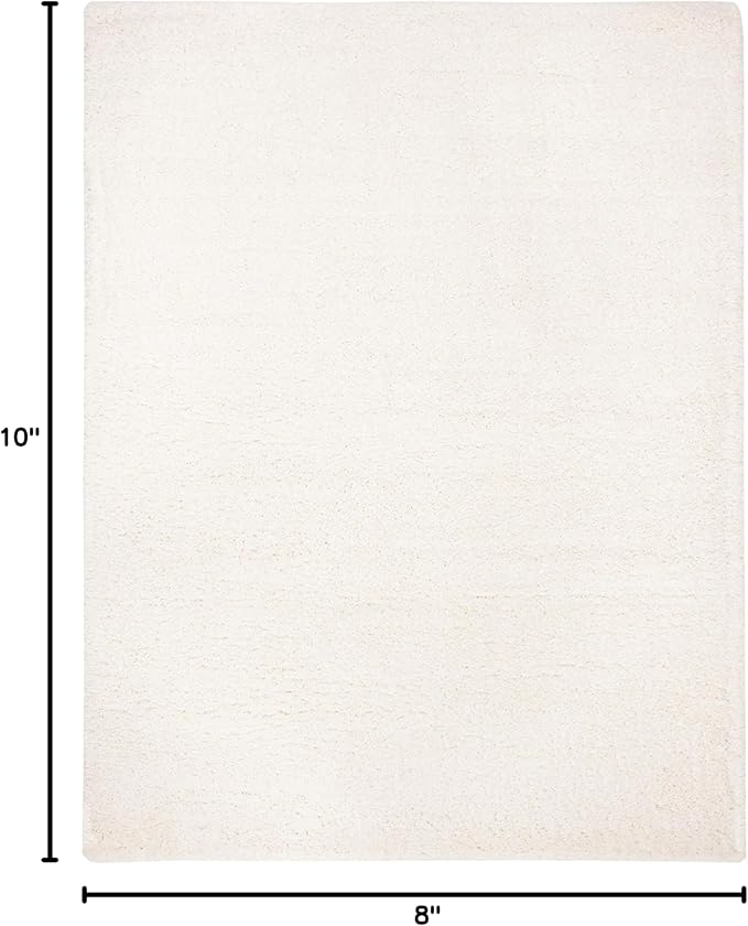SAFAVIEH Area Rug 8x10 - Fontana Shag Collection - Large - Ivory, Solid Pattern, Non-Shedding & Easy Cleaning, Ultra Plush Thick Pile, Ideal for Living Room, Bedroom, Dining Space (FNT800A)