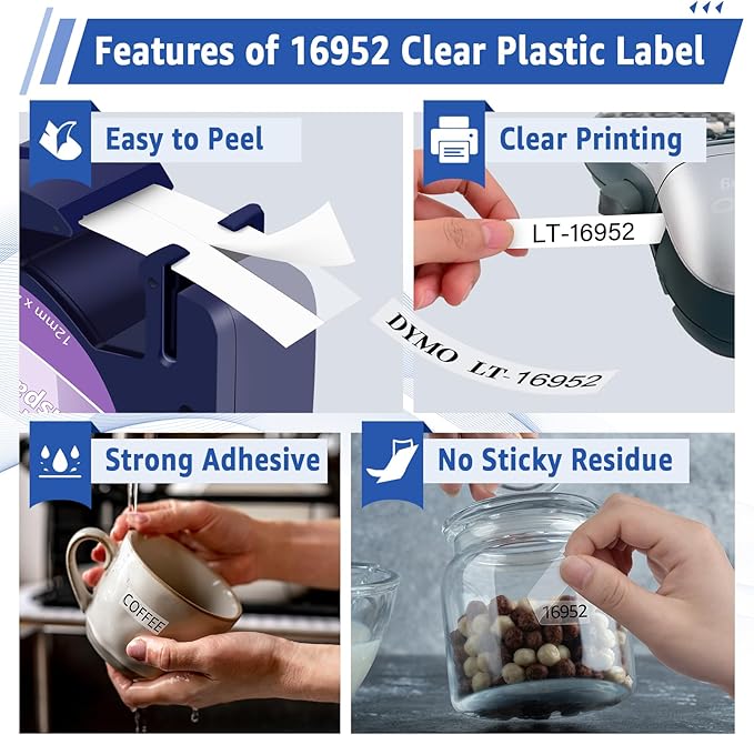 3 Pack Compatible for Dymo Letratag Refills Clear Plastic Label Tape 16952 S0721530 12mm x 4m 1/2'' x 13' for Dymo Letratag Label Maker Refills LetraTag Plus LT-100H LT-100T 200B