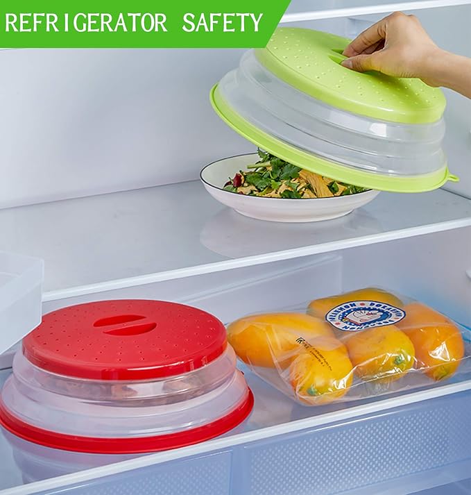 WENWELL Microwave Splatter Cover for Food,Micowave Cooking Splash Guard,Kitchen dish bowl Plate Proof lid,Dishwasher-Safe,BPA-Free Silicone & Plastic,10.5 Inchs 2 pcs