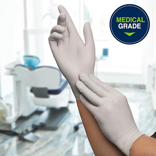 STERLING Nitrile Exam Gloves, Non-Sterile, Powder-Free, 3.8 mil, 9.5 Inches, Gray, X-Large, 45272 (Box of 90)