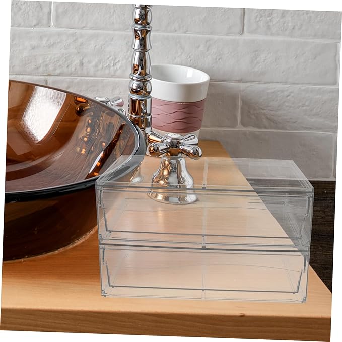 2pcs Acrylic Drawer-type Cosmetic Organizer Box for Makeup Storage Transparent Removable Stackable Design for Bathroom and Vanity for Neat and Orderly Space