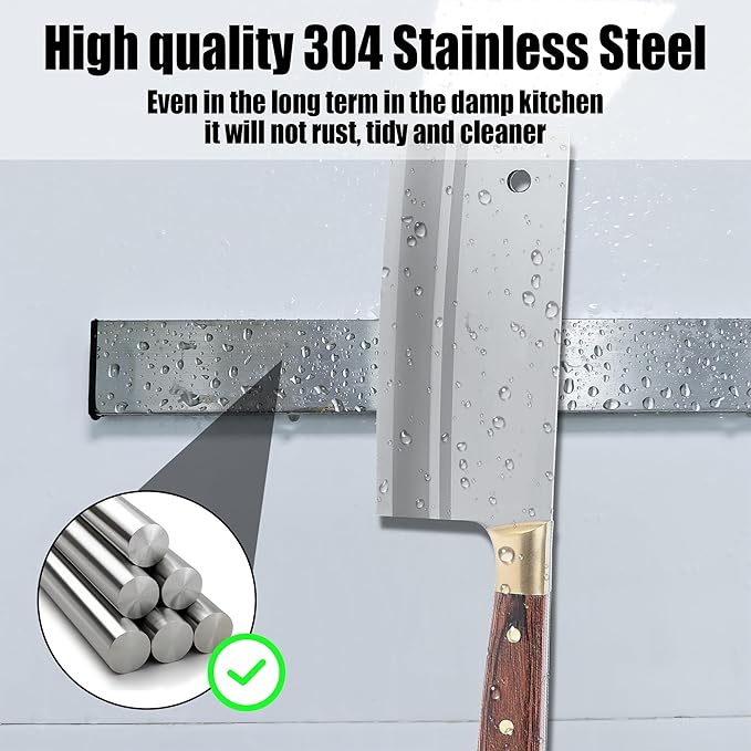 Magnetic Knife Strips, Magnetic Knife Holder for Wall 16 Inch, Stainless Steel Knife Magnetic Strip Use as Knife Bar, Knife Holder for Kitchen Utensil Organizer