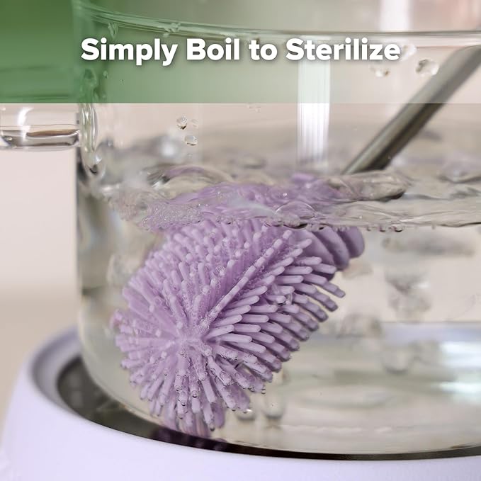 Cleaning Brush Silicone Bottle Brush Double-Ended Soft Silicone Bristles for Breast Pumps, Breast Milk Collectors, Baby Bottles, Teats, Breastmilk Storage Bags, Lavender -1pk
