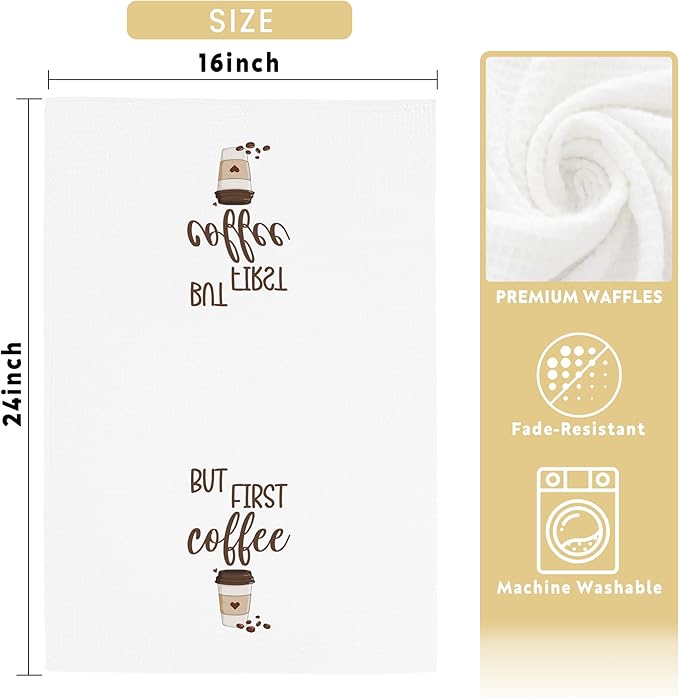 Coffee Towels Gifts for Women, Funny Coffee Bar Towels Gifts for Kitchen Bathroom Decor (16x24 inches)