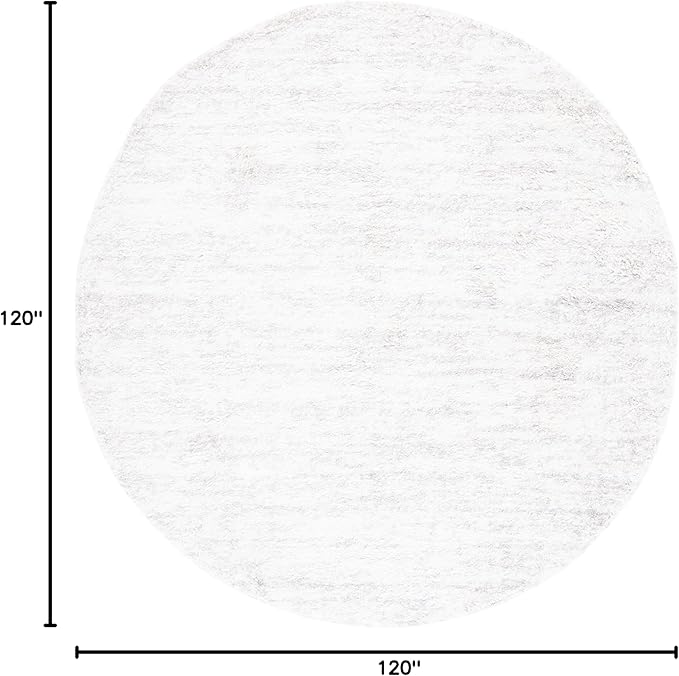 SAFAVIEH Berber Shag Collection Area Rug - 10' Round, Ivory & Light Grey, 1.2-inch Thick Ideal for High Traffic Areas in Living Room, Bedroom (BER563F)