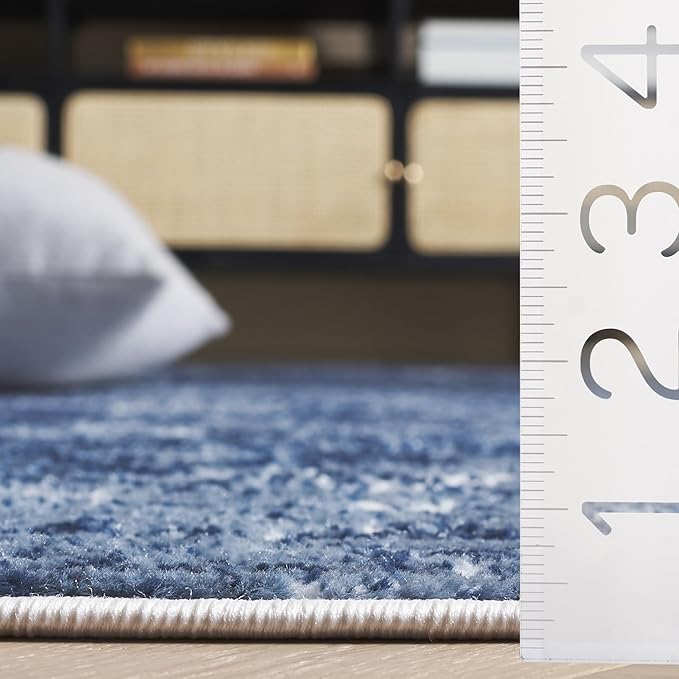 SAFAVIEH Amelia Collection Area Rug - 2'2" x 6' Runner, Ivory & Dark Blue, Modern Abstract Design, Non-Shedding & Easy Cleaning, Ideal for Living Room, Hallway, Foyer, Entryway, Bedroom (ALA700M)