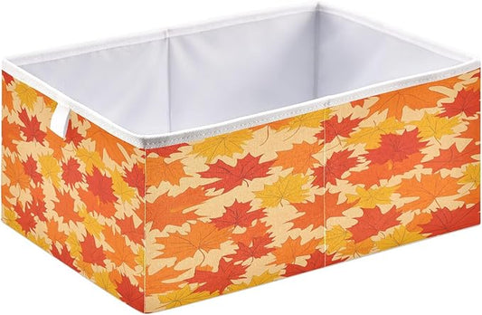 Bolaz Autumn Maple Leaves Pattern Closet Organizers Storage Cubes Storage Bins Shelf Baskets Containers for Home Room Office,Rectangle