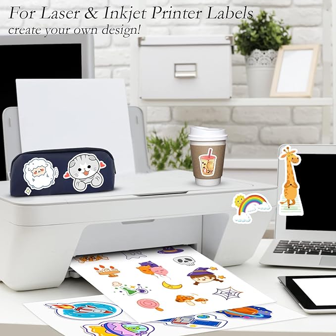 500 Full Sheet Stickers, 8.5" x 11", 500 Labels