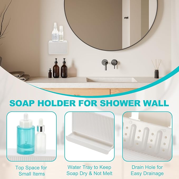uxcell 2 Pack Dust-Proof Soap Holder, Wall Mounted Soap Dish for Shower Wall No-Drill Adhesive Shower Bar Soap Holder for Bathroom(Khaki, 6.3 x 4.33 Inches)