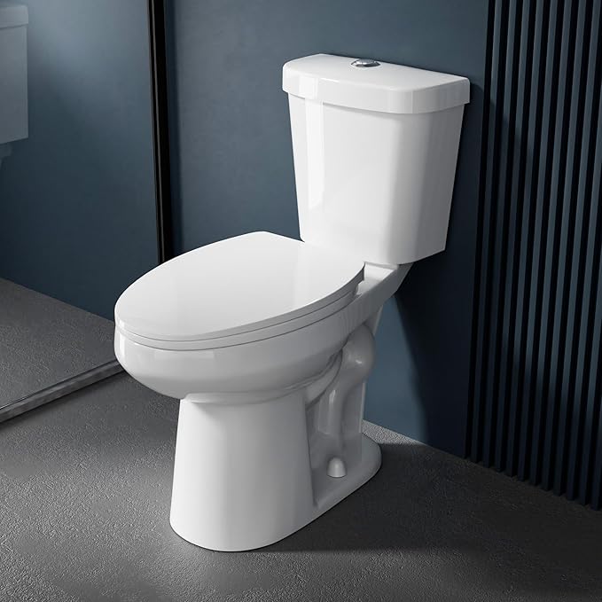 Elongated Tall Toilet 19 Inch for Bathroom 1.1/1.6 GPF Tornado Dual Flush - Two Piece Comfort ADA High Toilet for Seniors, 19 Inch Bowl Height 20 Inch Seat Height, 19" Rough In, White