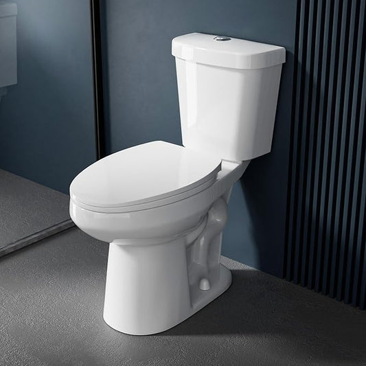 Elongated Tall Toilet 19 Inch for Bathroom 1.1/1.6 GPF Tornado Dual Flush - Two Piece Comfort ADA High Toilet for Seniors, 19 Inch Bowl Height 20 Inch Seat Height, 19" Rough In, White