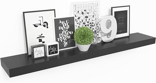 Ballucci Floating Shelf, 36" Wood Wall Shelf with Invisible Brackets for Bathroom, Living Room, Bedroom, Kitchen, Nursery, 6" Deep, Black