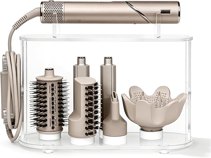 Affogato Storage Holder Compatible with Shark FlexStyle HD430C, Desktop Organizer for Storage Attachments, Acrylic Hairdryer Rack with Cord Hanger for Accessories Curlers Brushes Diffuser