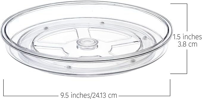 9.4" Lazy Susan Organizer. 360 Degree Rotating Turntable for Cabinets, Fridge, Vanity, Pantry, Bathroom, Under Sink Organizing, Countertops, Organizer for Spices Clear 2 Pack
