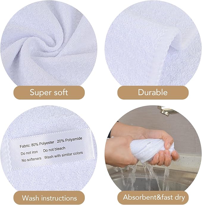 Microfiber Kitchen Towels Waffle Weave Kitchen Dish Towels Super Absorbent Soft Fast Drying Dish Cloths Reusable Cleaning Cloths Kitchen Hand Towels Tea Towels 12Pack White 16 Inch X 24 Inch