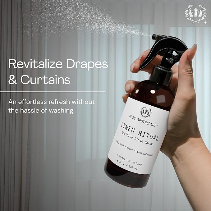 Muse Apothecary Linen Ritual - Aromatic, Soothing, and Relaxing Linen Mist, Laundry and Fabric Spray - Infused with Aromatherapy Essential Oils - 8 oz, Cara Orange + Fig + BlackBerry Vanilla, 2 Pack