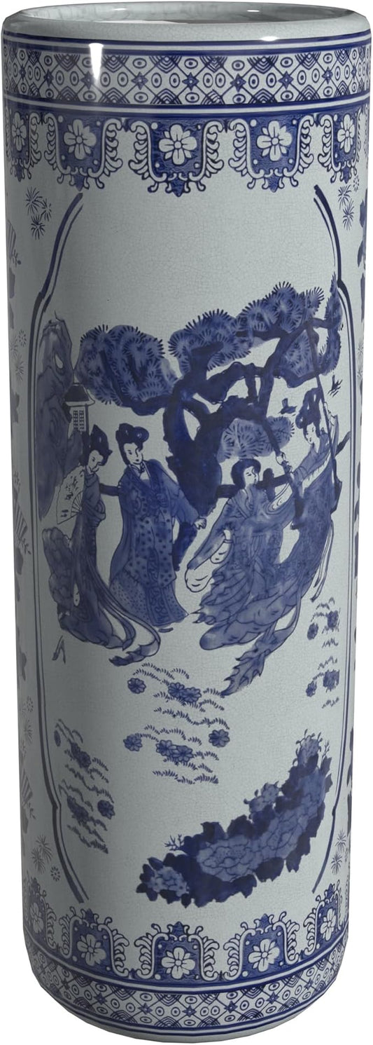 Red Lantern 24" Ladies Blue & White Porcelain Umbrella Stand