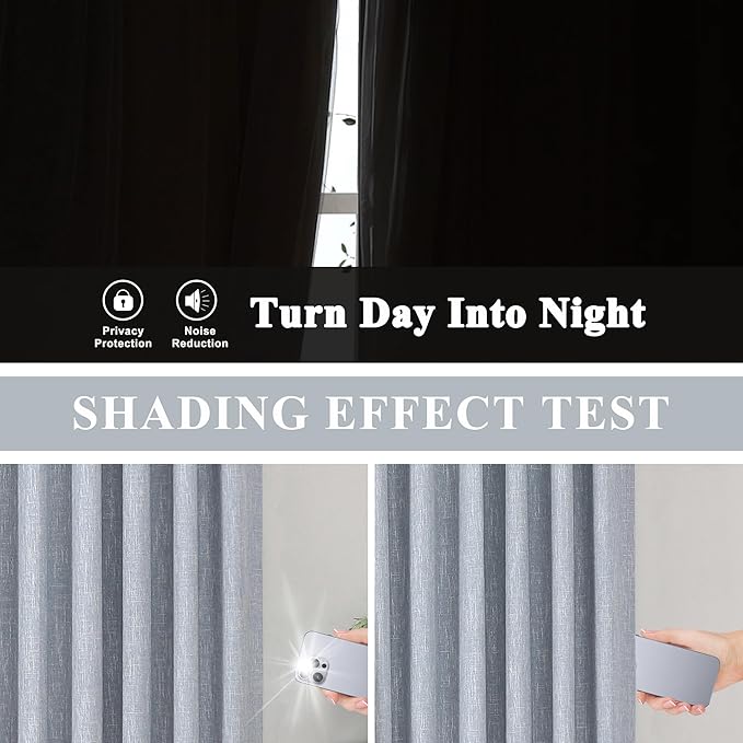 Vision Home Chambray Blue Pinch Pleated Full Blackout Curtains Room Darkening Window Curtains for Living Room Bedroom Thermal Insulated Pinch Pleat Blue Drapes with Hooks Back Tab 2 Panel 40" Wx120 L