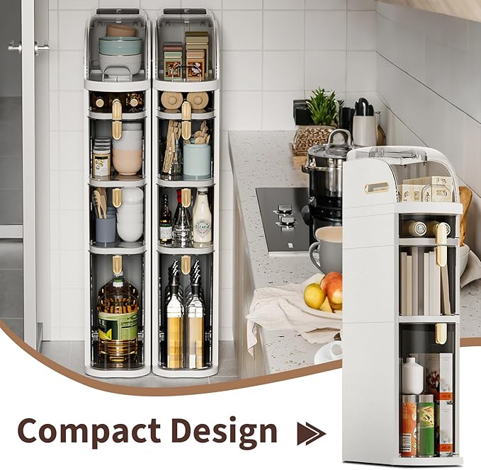 Ultra-Thin Bathroom Storage Cabinet with Wheels - 2-Tier Slim Narrow Organizer for Small Spaces, Transparent Drawers, Waterproof & Sturdy ABS+PP, No Assembly Needed for Bath, Bedroom, Kitchen